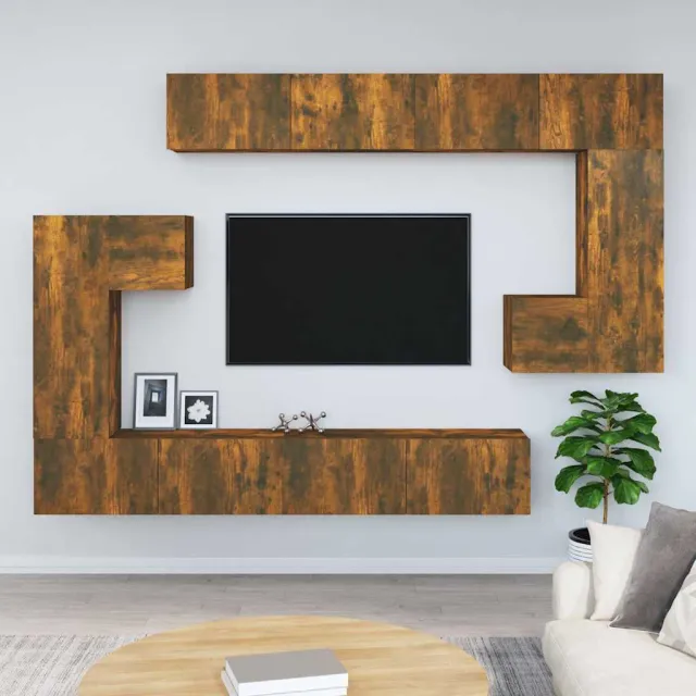 vidaXL Tv-wandmeubel bewerkt hout gerookt eikenkleurig, foto 2