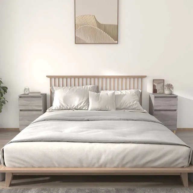 vidaXL Nachtkastjes 2 st 40x35x70 cm bewerkt hout grijs sonoma eiken, foto 2