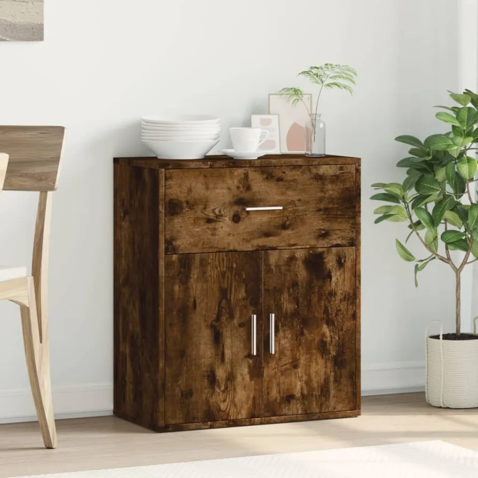 vidaXL Dressoir 60x31x70 cm bewerkt hout gerookt eikenkleurig, foto 3
