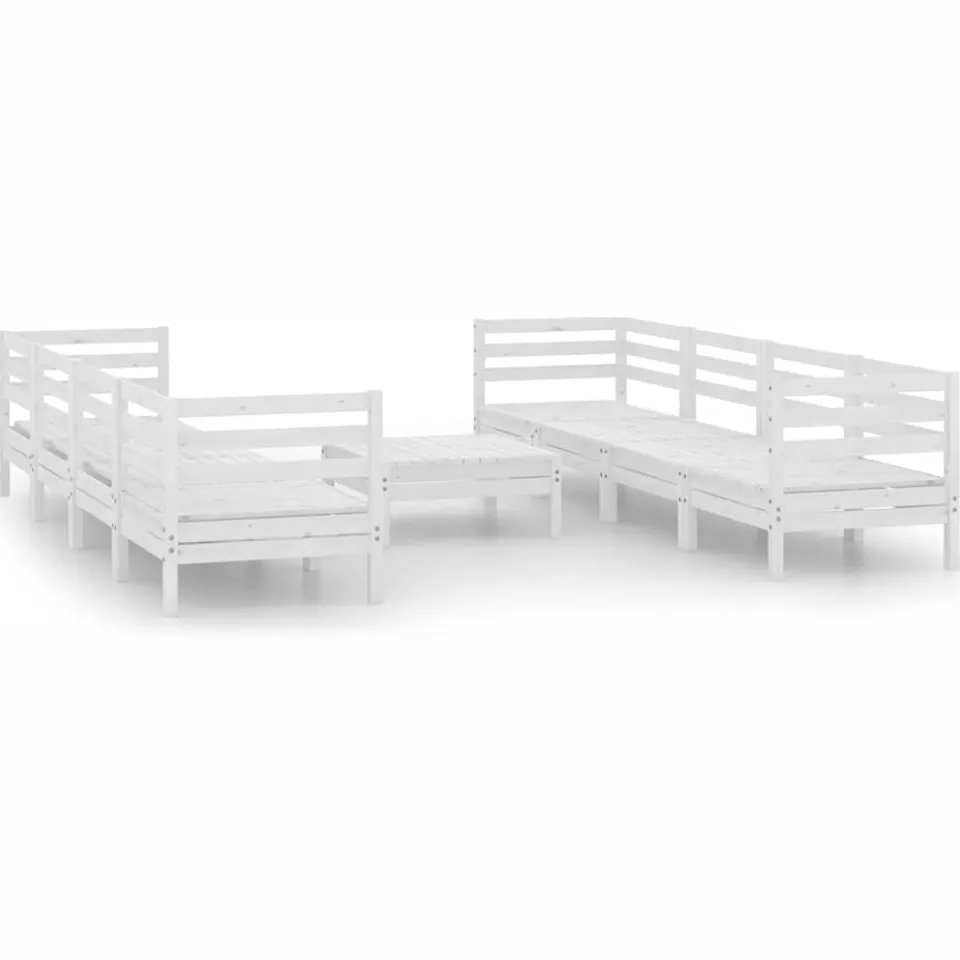 vidaXL 9-delige Loungeset massief grenenhout wit, foto 3