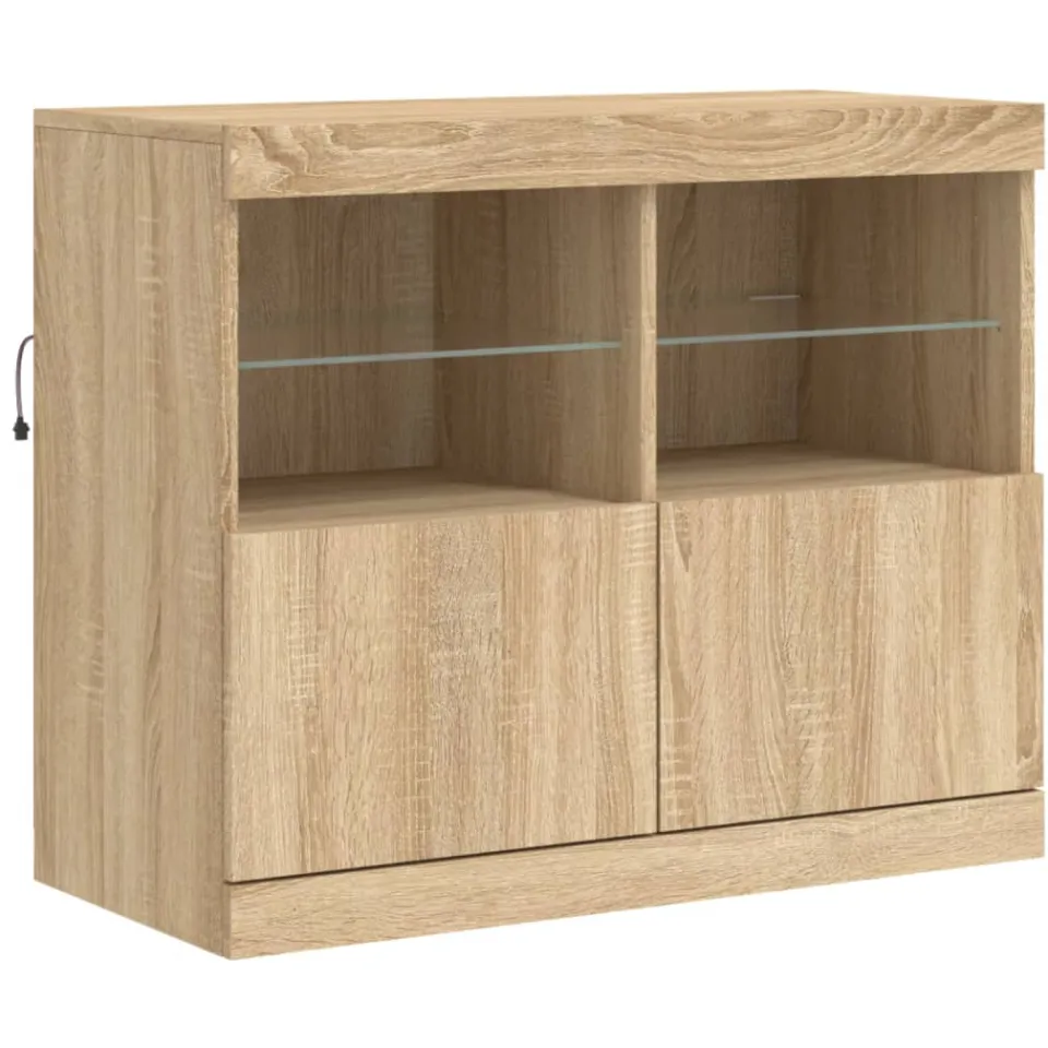 vidaXL Dressoir met LED-verlichting 81x37x67 cm sonoma eikenkleurig, foto 4