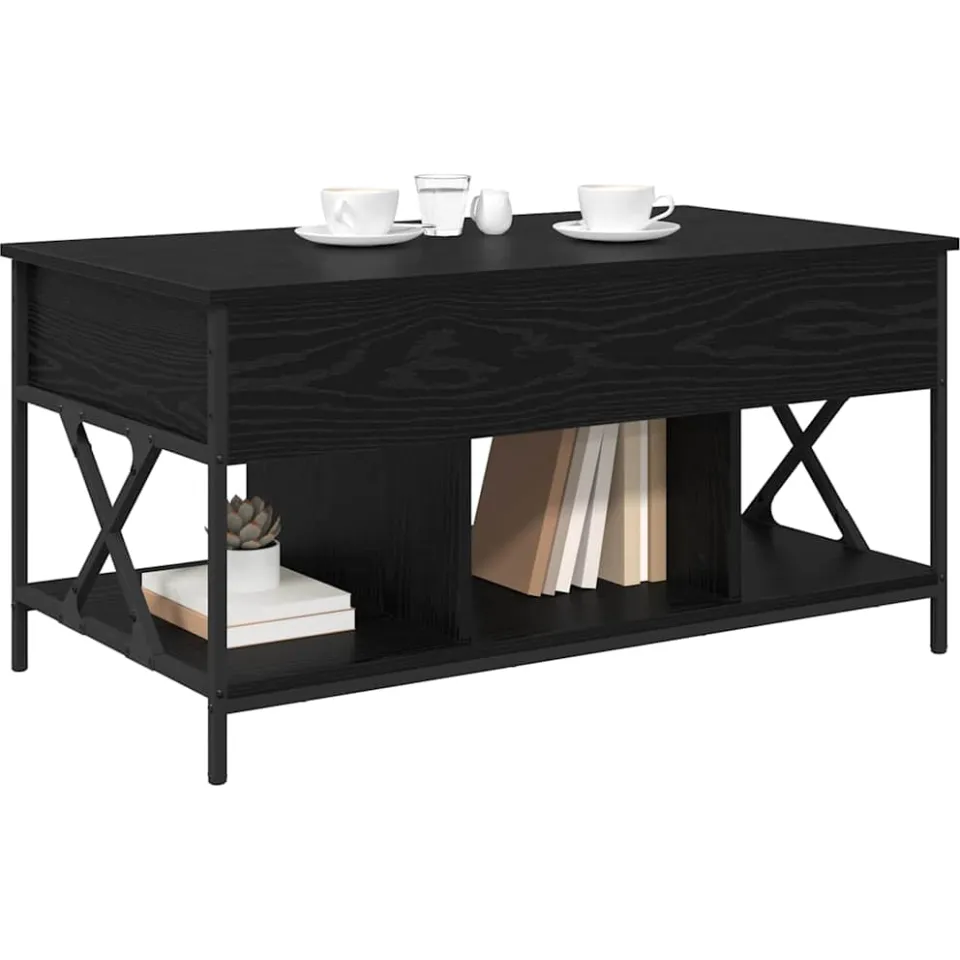 vidaXL Salontafel Zwart Eiken 100 x 55 x 48.5 cm Bewerkt hout, foto 3