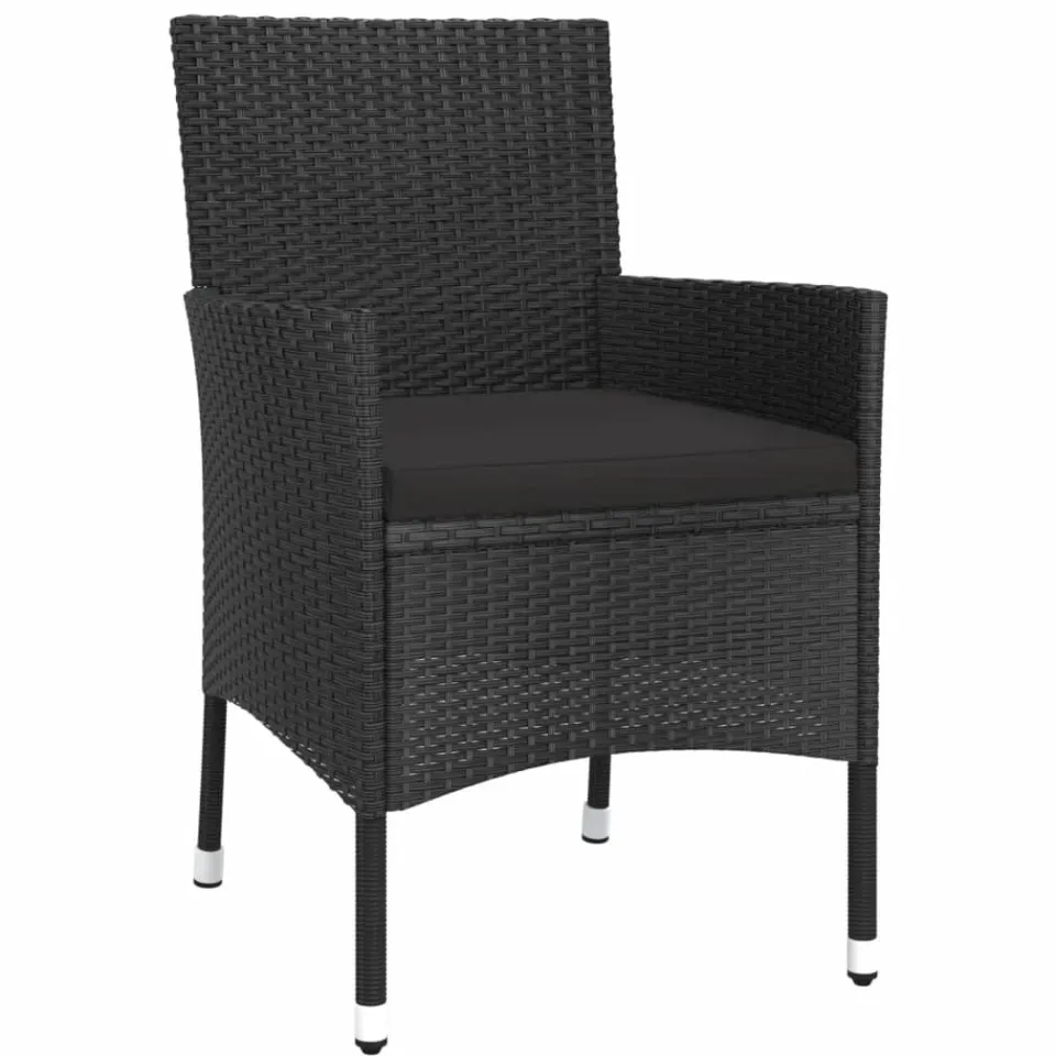 vidaXL 5-delige Bistroset met kussens poly rattan zwart, foto 4