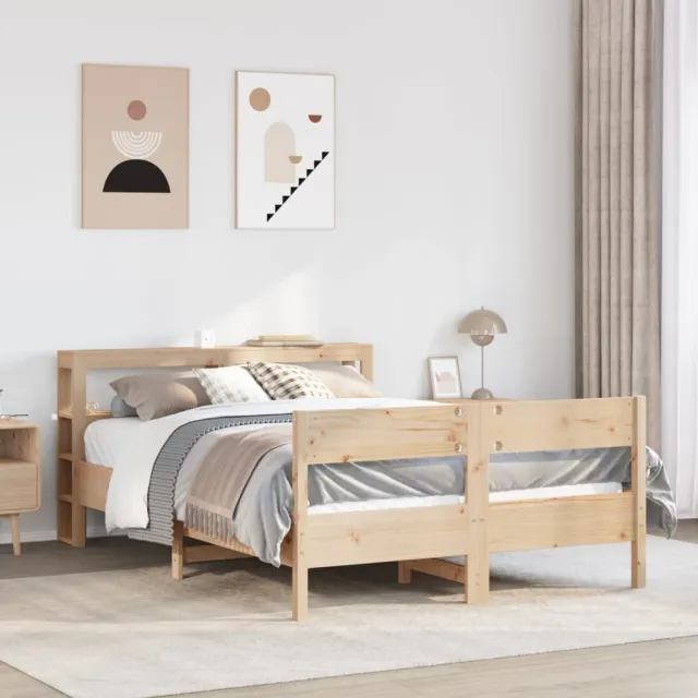 vidaXL Bedframe zonder matras massief grenenhout 140x200 cm Bruin