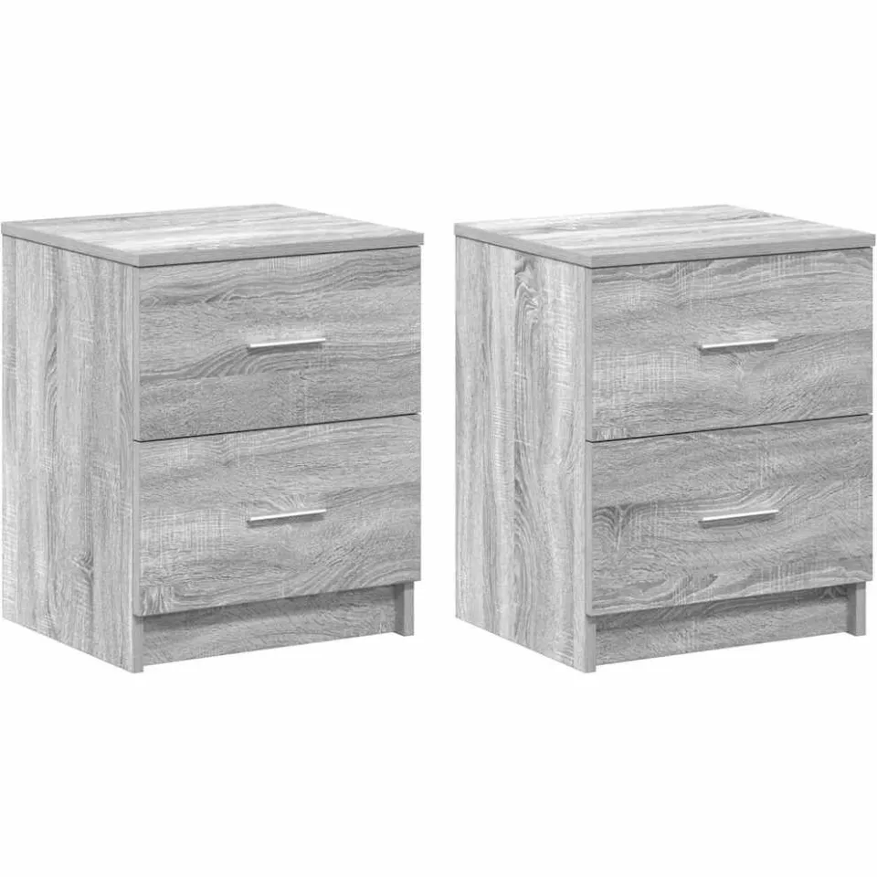 vidaXL Nachtkastjes 2 st met 2 lades 40x36x50 cm grijs sonoma eiken, foto 3