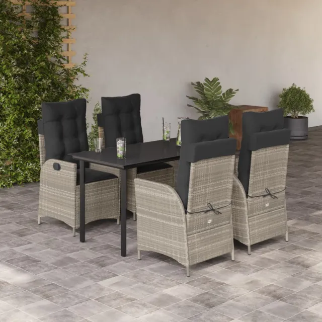 vidaXL 5-delige Tuinset met kussens poly rattan lichtgrijs grijs, foto 2