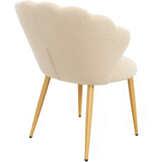 MODENUIT Eetkamerstoel - Kuipstoel Met Kussen, Set Van 6 - Voor Eetkamer - Metaal - Beige - 60x62,5x83 Cm
