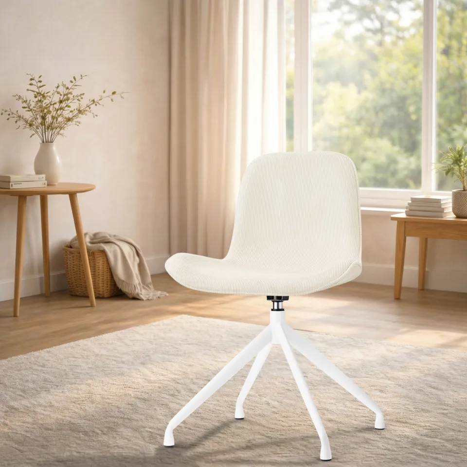 Nolon Nola-Fé draaibare eetkamerstoel rib beige - wit onderstel, foto 2