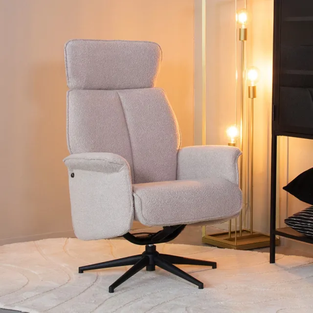 LABEL51 Verdal Fauteuil - Naturel - Stof - Excl. Hocker- Met Armleuning