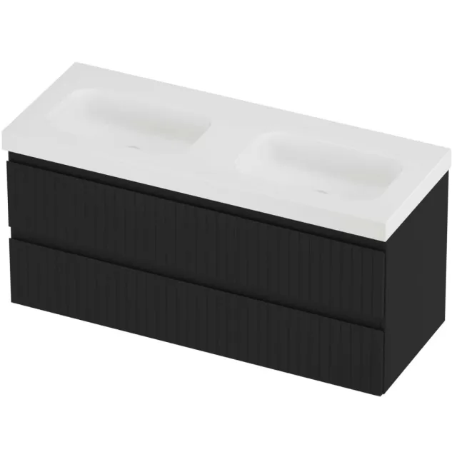 Proline Haga Badmeubelset Polystone Mezza Zonder Gat 120x46x58 cm Mat White Mat Zwart