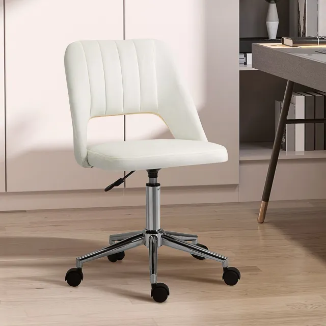 REDOM Bureaustoel - Ergonomisch design - Verstelbare zithoogte - 360° draaibaar met wielen - Moderne stijl - Home office - Polyester - Beige - 49 x 60 x 79-91 cm