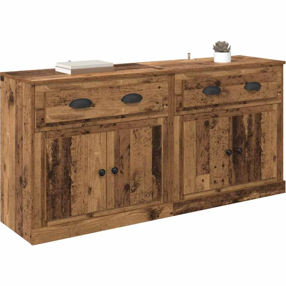 vidaXL Dressoirs 2 st Oud Hout 70 x 35,5 x 67,5 cm Bewerkt hout Bruin