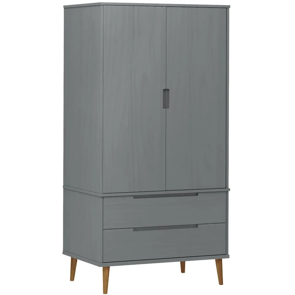 vidaXL Kledingkast MOLDE 90x55x175 cm massief grenenhout grijs, foto 3