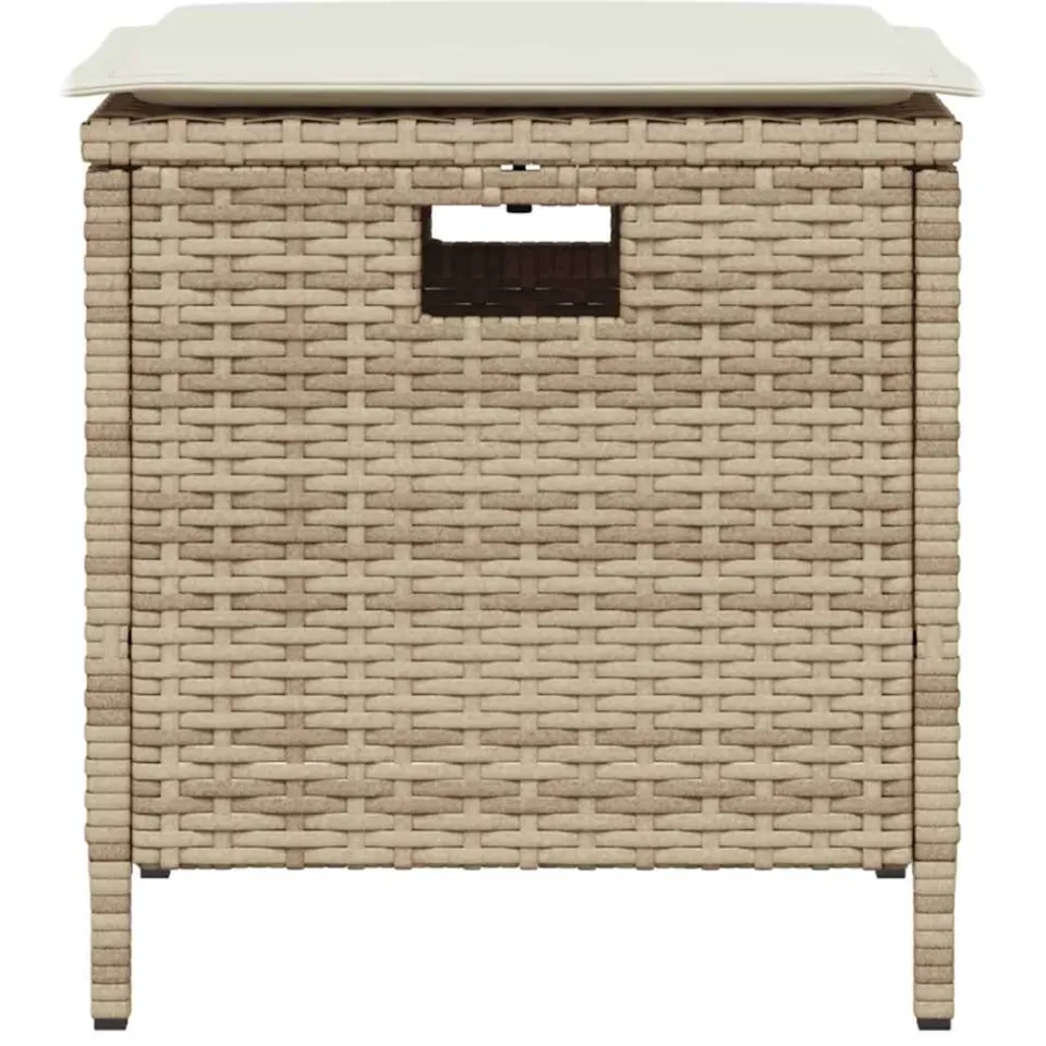 vidaXL 5-delige Tuinset met kussens poly rattan beige