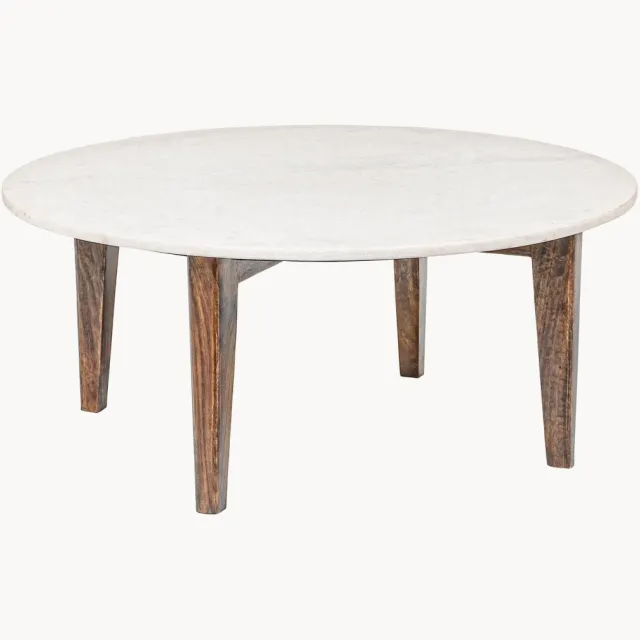 Bizzotto Ronde salontafel Sylvester met marmeren blad Wit