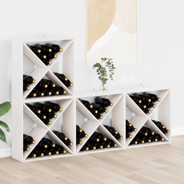 vidaXL Wijnrek 4 st Wit 62 x 25 x 62 cm Massief grenenhout, foto 2