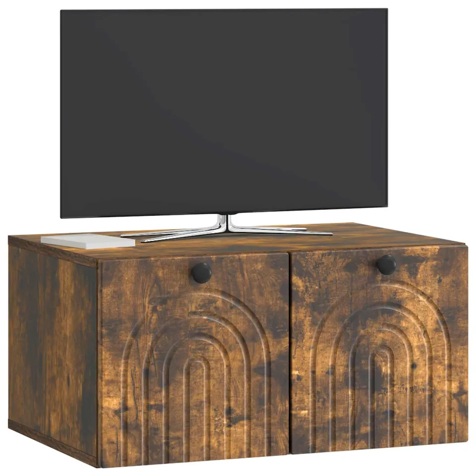 vidaXL Wandbeugel TV-kast Gerookt eiken 59,5 x 41 x 30 cm Bewerkt hout Bruin