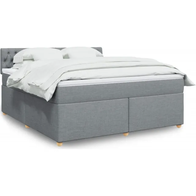 vidaXL Boxspring met matras stof lichtgrijs 180x200 cm grijs