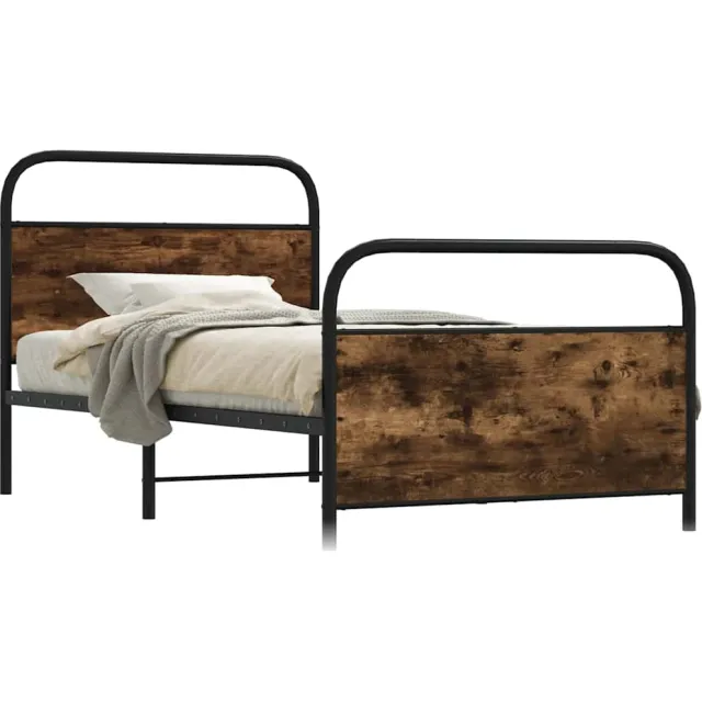 vidaXL Bedframe zonder matras bewerkt hout gerookt eiken 90x190 cm Bruin