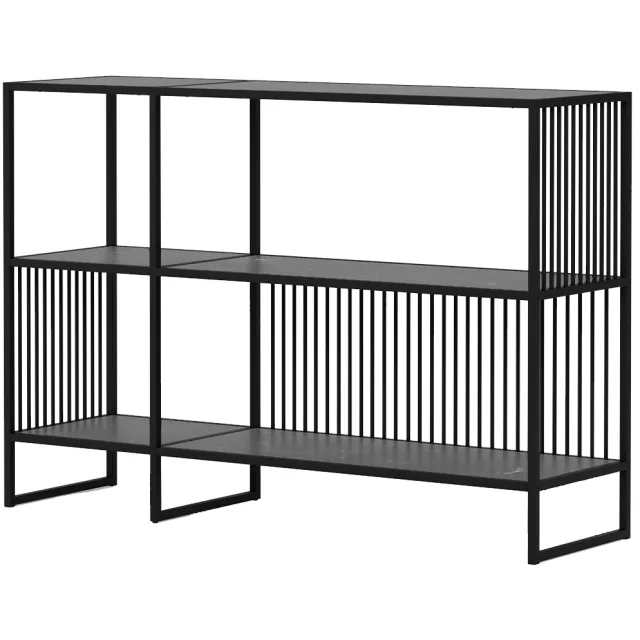 Lisomme Danny metalen boekenkast zwart met marmerlook- 120 x 83 cm