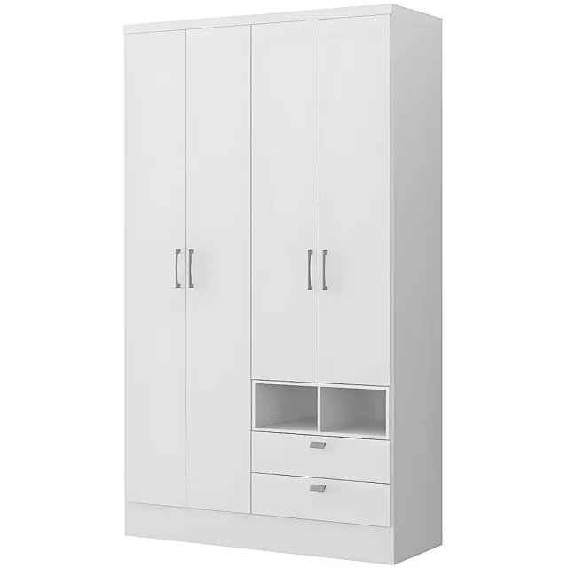 Vente-unique Kast ODILON - 4 deuren en 2 laden - L120 cm - Wit