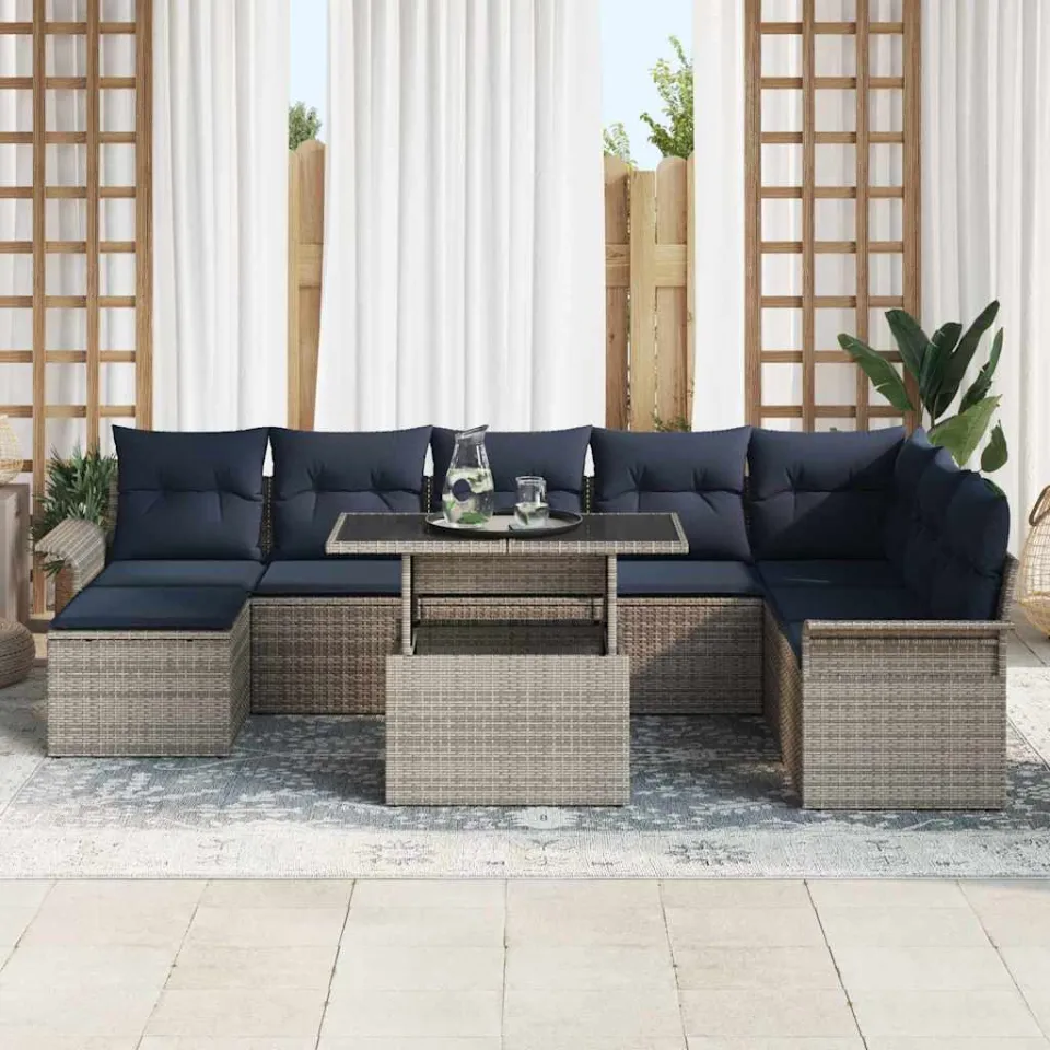 vidaXL Tuin Sofa Set 9 st Grijs [Synthetisch]: Poly Rattan, foto 3