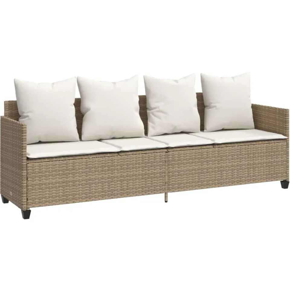 vidaXL 5-delige Loungeset met kussens poly rattan beige