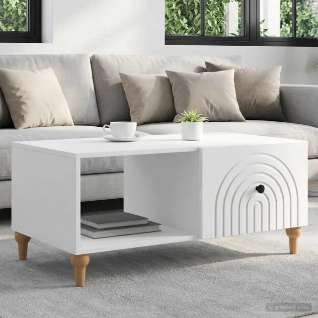 vidaXL Salontafel Hoogglans Wit 90 x 50 x 40 cm Bewerkt hout, foto 2