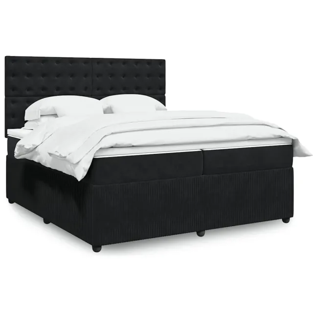 vidaXL Boxspring met matras fluweel zwart 200x200 cm