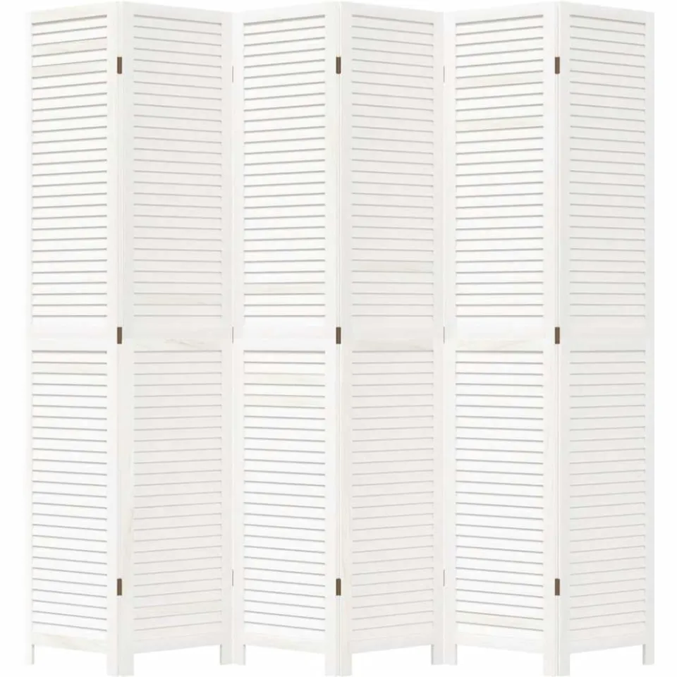 vidaXL Kamerscherm met 6 panelen massief paulowniahout retro wit, foto 4