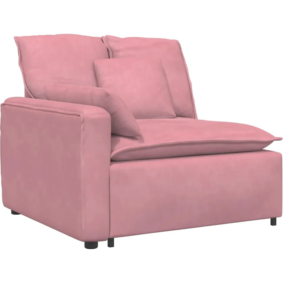 vidaXL Modulaire bank Armleuning eindmodule met kussens 100 cm roze, foto 3