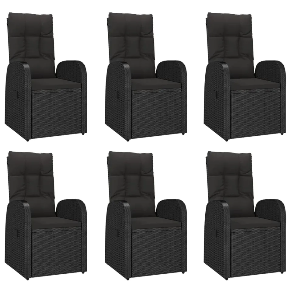 vidaXL 7-delige Tuinset met kussens poly rattan zwart, foto 3