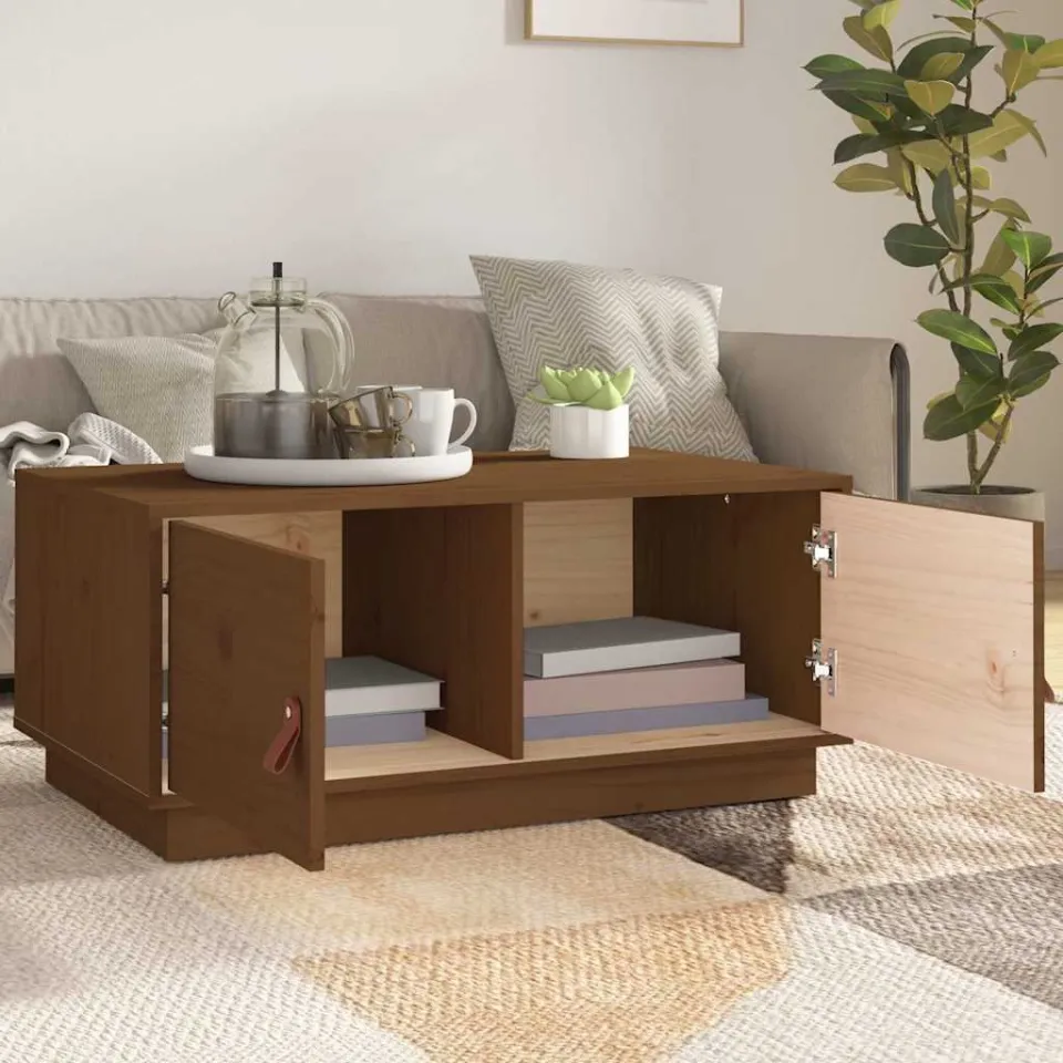 vidaXL Salontafel 80x50x35 cm massief grenenhout honingbruin bruin, foto 3