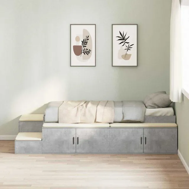 vidaXL Opbergbedframe Beton Grijs 80 cm Bewerkt hout