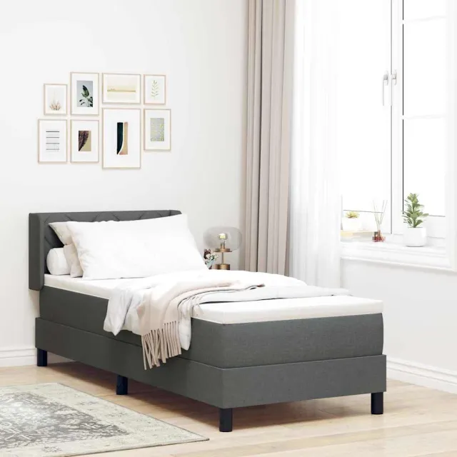 vidaXL Boxspring bed met LED-stripverlichting Blauw 80 x 200 cm Stof