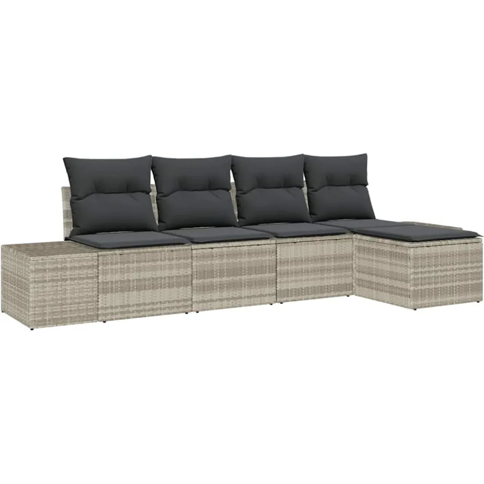 vidaXL Tuin Sofa Set 5 st Lichtgrijs poly rattan