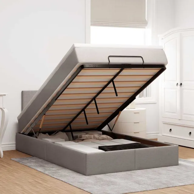 vidaXL Ottoman bed met matras en LED's 120x200cm stof taupe