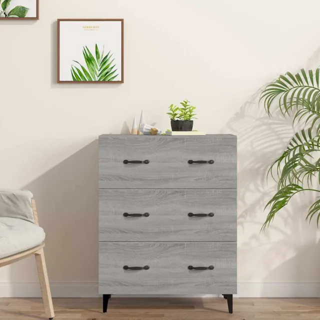 vidaXL Dressoir 69,5x34x90 cm bewerkt hout grijs sonoma eikenkleurig, foto 2