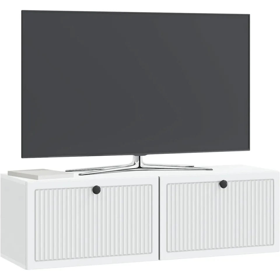 vidaXL Wandbeugel TV-kast Wit 98 x 31 x 30 cm Bewerkt hout