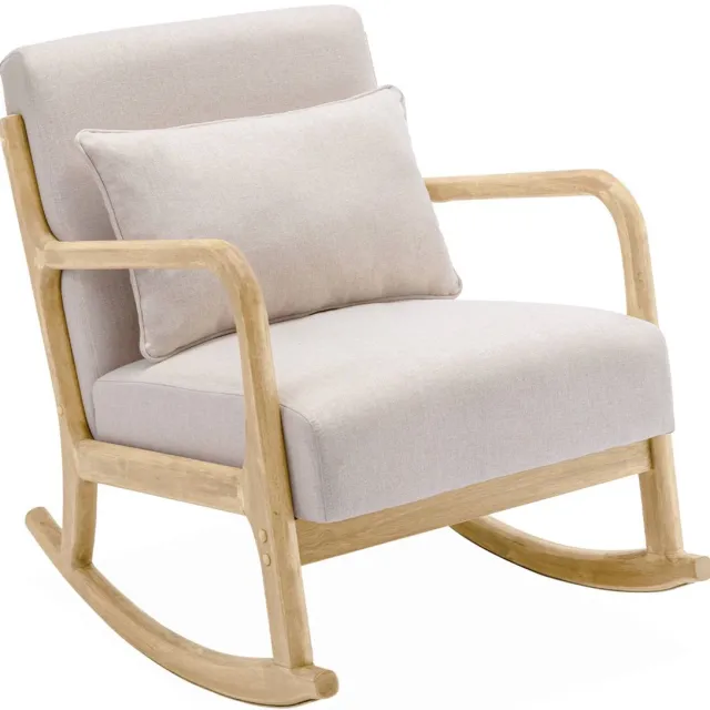 sweeek Scandinavische schommelstoel van hout en stof - lorens Beige