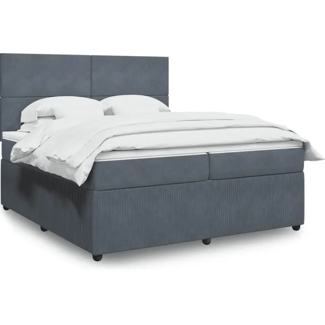 vidaXL Boxspring met matras fluweel donkergrijs 200x200 cm grijs