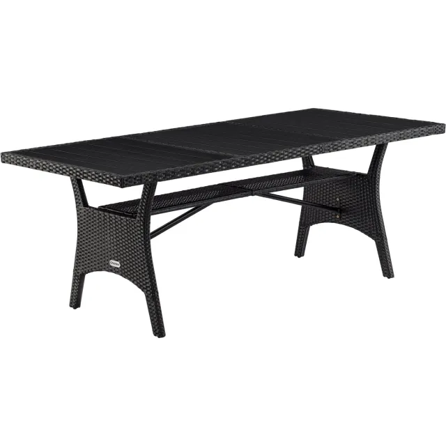 Casaria Tuintafel - Polyrotan WPC Tafelblad 190x90x74 cm – Zwart