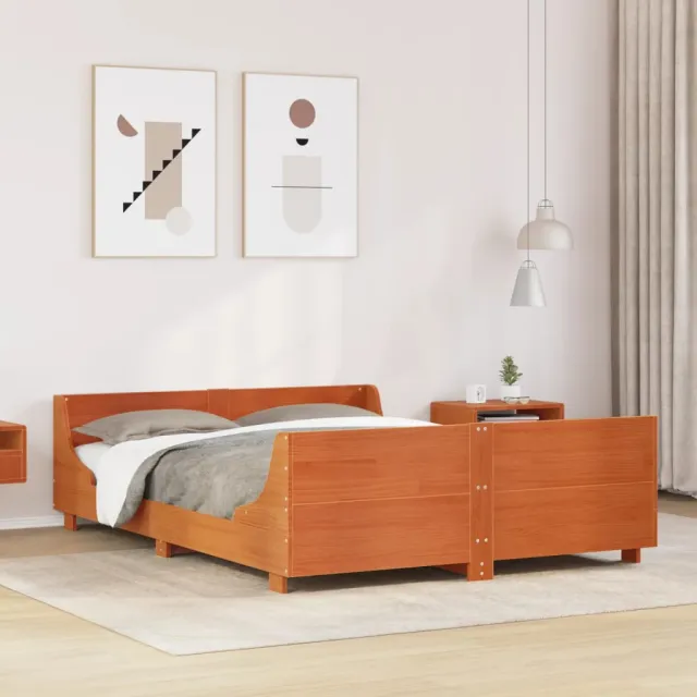vidaXL Bed met matras massief grenenhout wasbruin 140x190 cm bruin