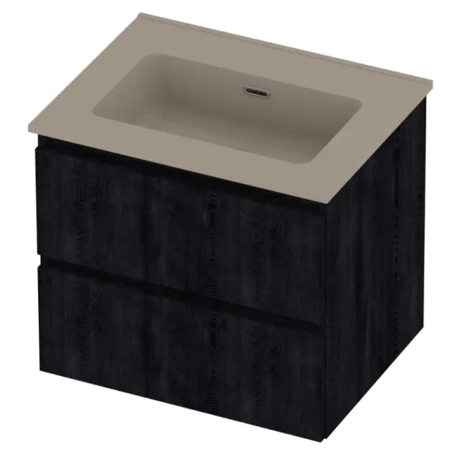 Proline Tribute Badmeubelset Porselein Elegant 1 Gat 60x46x54 cm Mat Crème Cotton Charcoal Oak Eiken