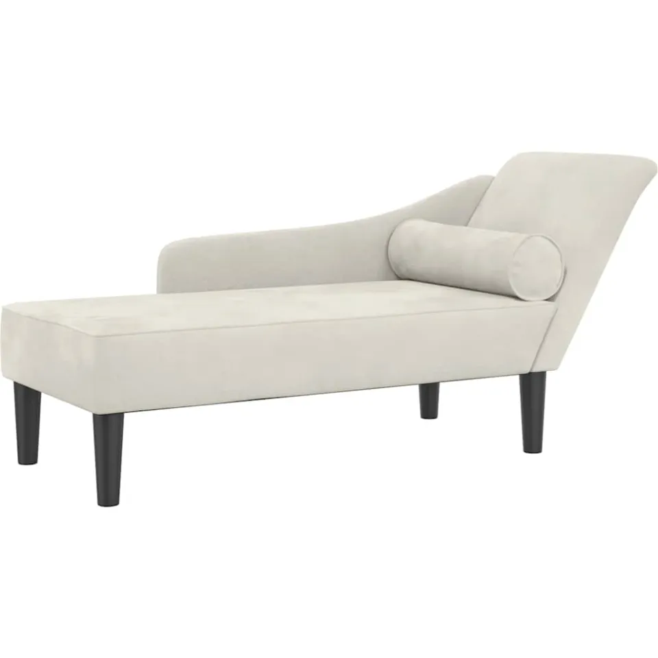 vidaXL Chaise longue met kussens fluweel crèmekleurig