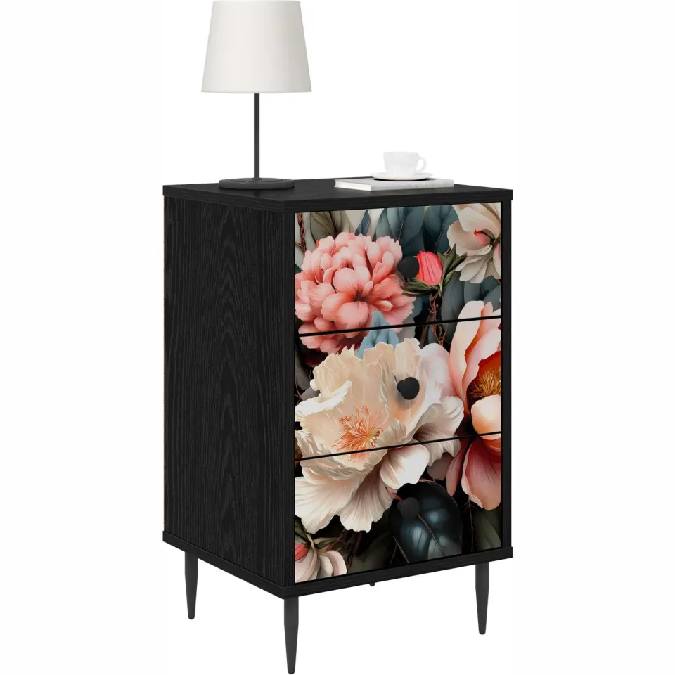 vidaXL Nachtkastje BORNE 2 st Zwart eiken 36 x 33 x 61 cm Bewerkt hout