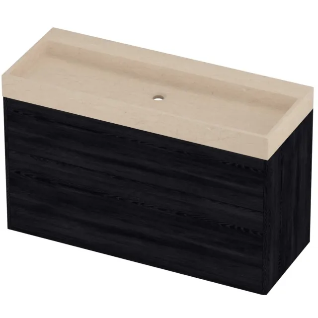Proline Evoli Badmeubelset Hardsteen Loft Centraal 120x46x75 cm Sand Stone Black Oak Eiken