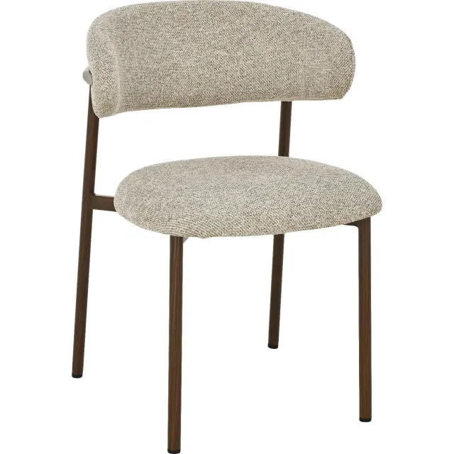 Goossens Eetkamerstoel Siem - Beige - Stof - Zonder Armleuning stof gemeleerd grof geweven naturel