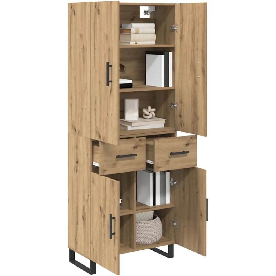 vidaXL Hoge kast 2 st Artisan Eiken 69,5 x 34 x 180 cm Bruin