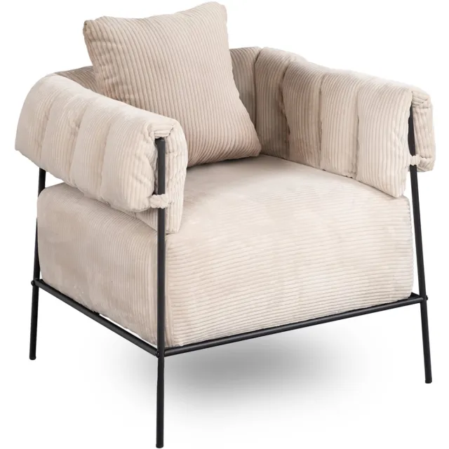 MEUBLE COSY MEUBLES COSY Lounge Fauteuil – Inclus Kussen Ribcord Velours - Beige